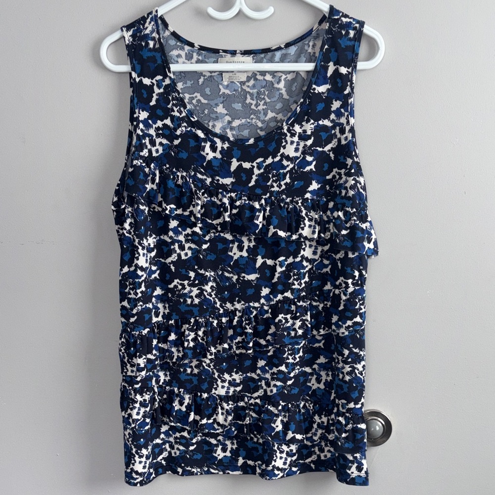 Van Heusen Navy and White Patterned Tank Top